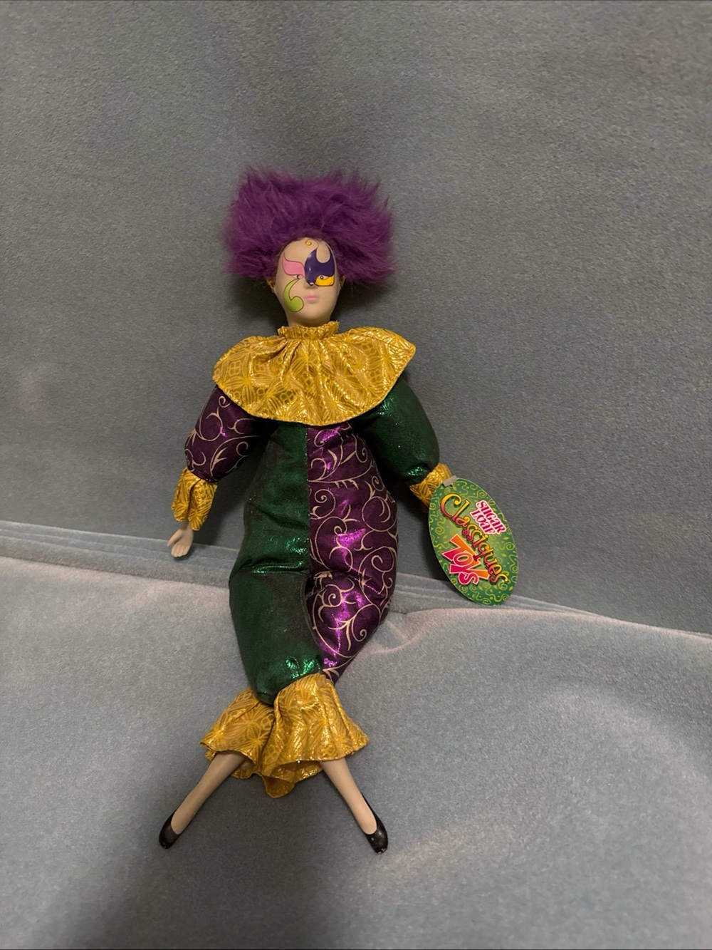 Vintage Collectible Clown Jester Doll with Gold Accents - Classiques
